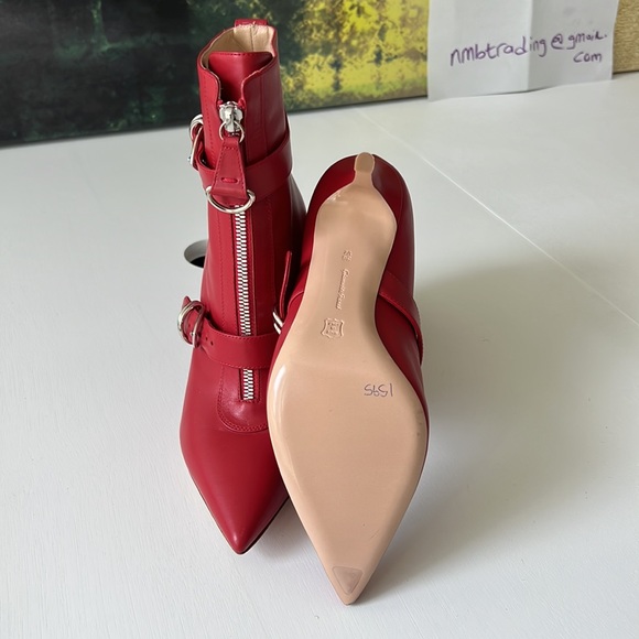 Gianvito Rossi red leather pointed toe stilettos heel ankle hi boots size 6.5M - Picture 11 of 13